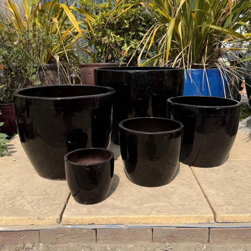 Glazed Black Shanghai Egg Pot