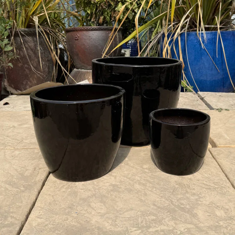 Glazed Black Shanghai Egg Pot - Image 4