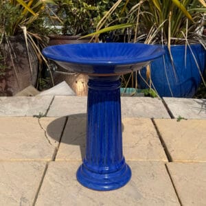 Glazed Blue Bird Bath