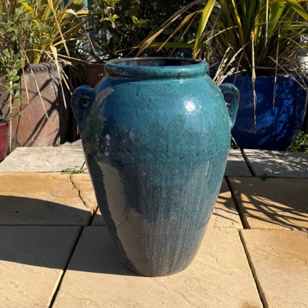 Glazed Green 2 Handle Monkey Jar Second
