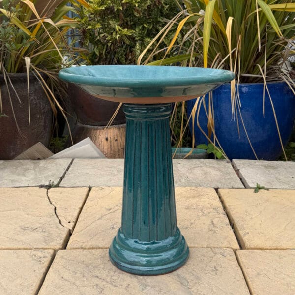 Glazed Green Bird Bath