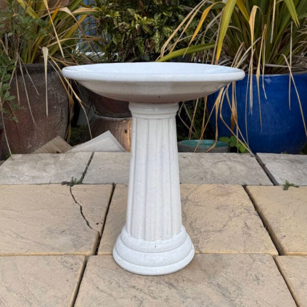 Glazed White Bird Bath