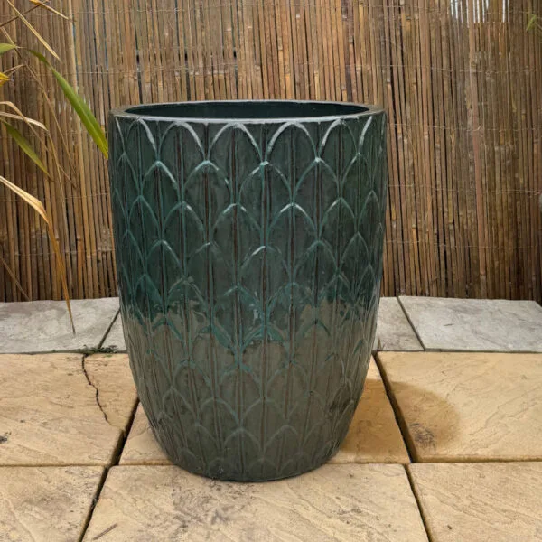 Glazed Green Scaled Cylinder Large Second