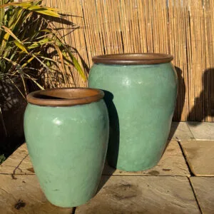 Glazed Green Water Jar