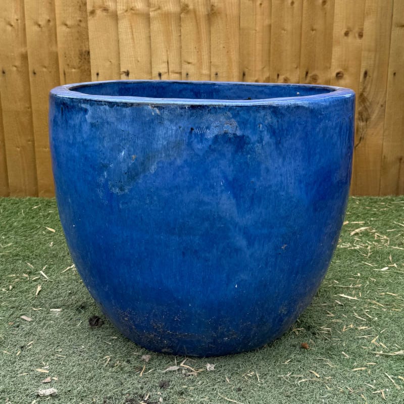 Glazed Blue Original Egg Pot Medium Second