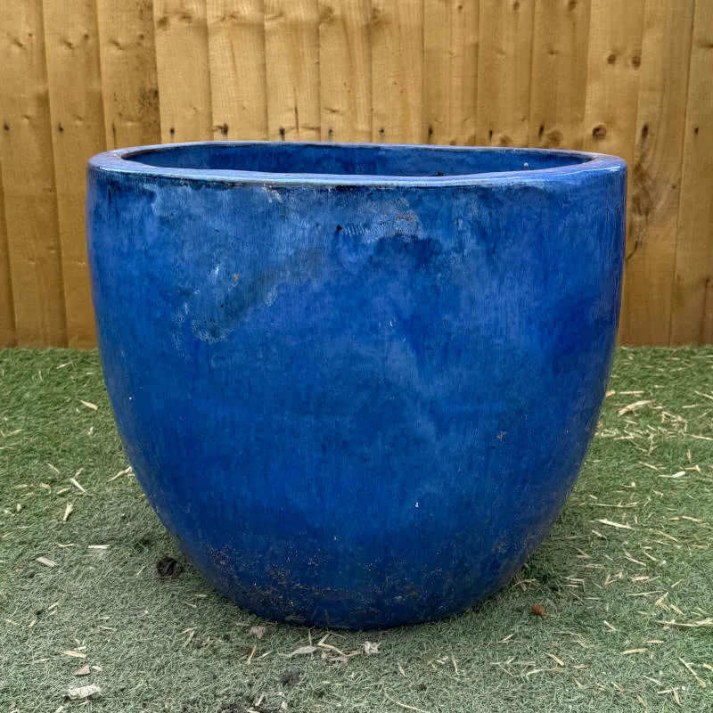 Glazed Blue Original Egg Pot Medium Second