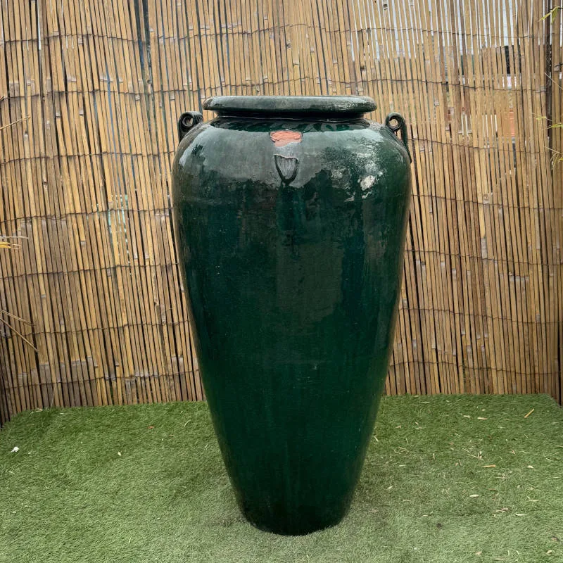 Glazed Forest Green 4 Handle Vase Second