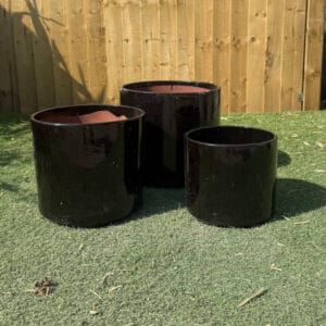 Glazed Black Short Cylinder Set of 3