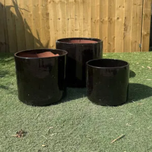 Glazed Black Short Cylinder Set of 3