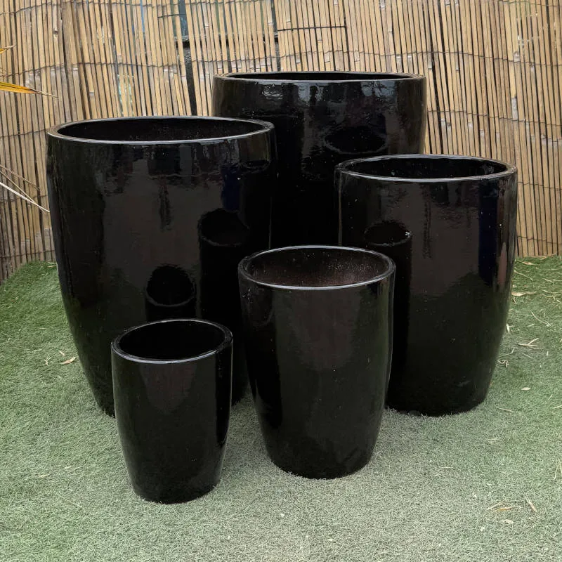 Glazed Black Tall Cylinder