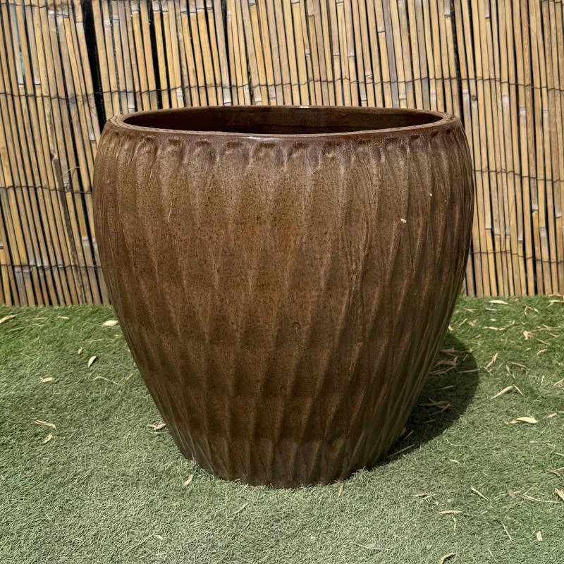 Glazed Brown Diamond Jar - Image 3