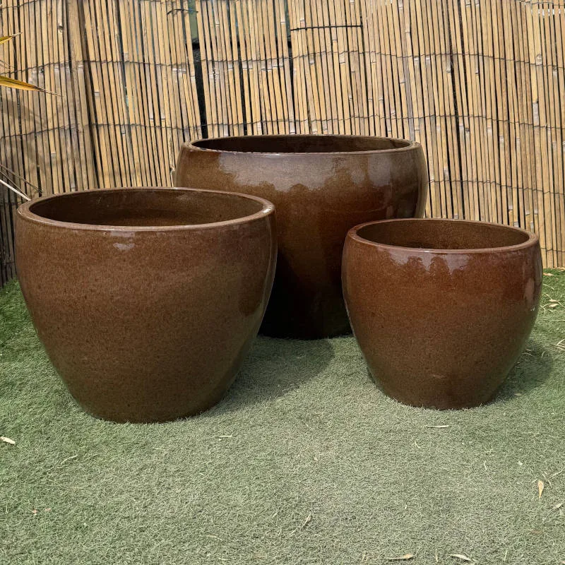 Glazed Brown Tapered Bowl