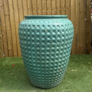 Glazed Green Dimpled Water Jar Large Second