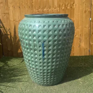 Glazed Green Dimpled Water Jar Large Second