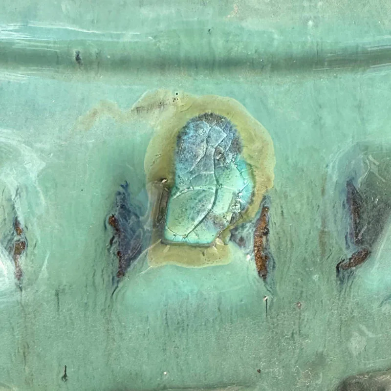 Glazed Green Dimpled Water Jar Large Second - Image 4