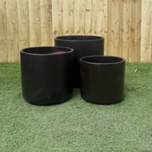 Glazed Matt Black Short Cylinder Set of 3