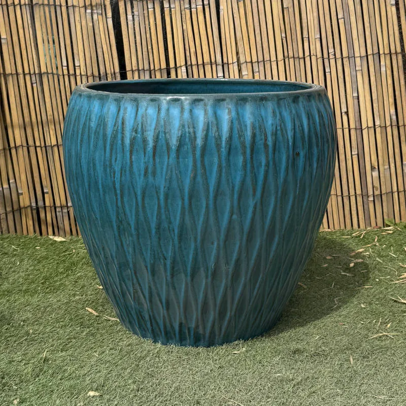 Glazed Turquoise Diamond Jar - Image 3