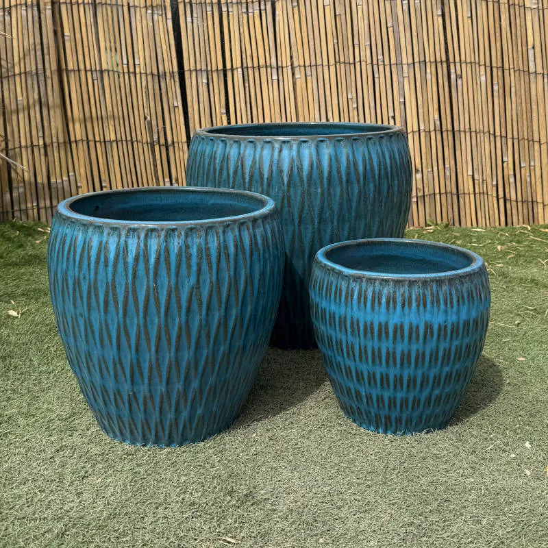 Glazed Turquoise Diamond Jar - Image 4