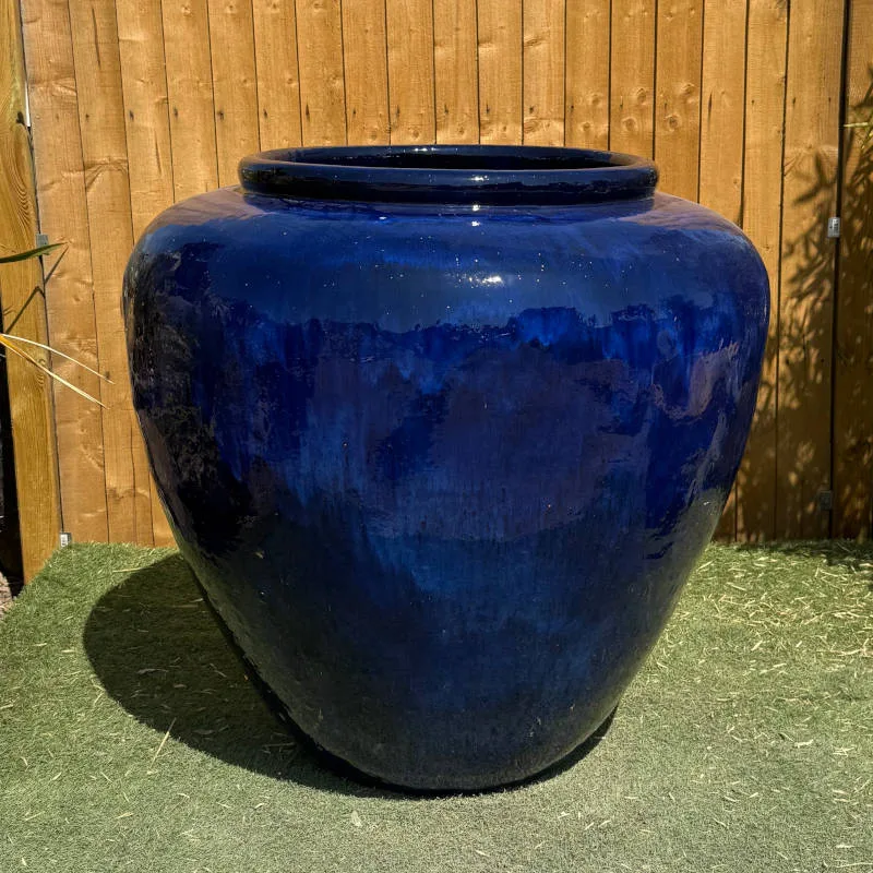 Glazed Dark Blue Giant Egyptian Vase