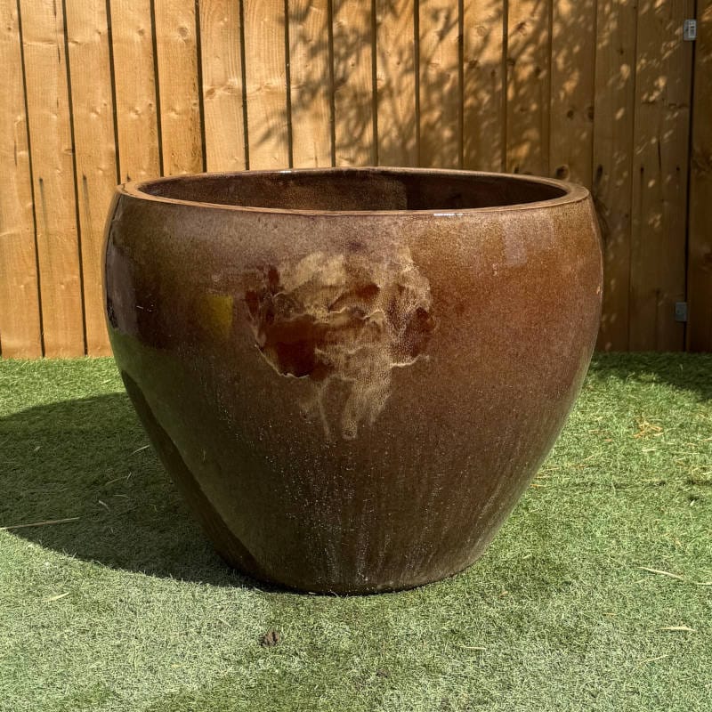 Glazed Brown Tapered Bowl Large Second