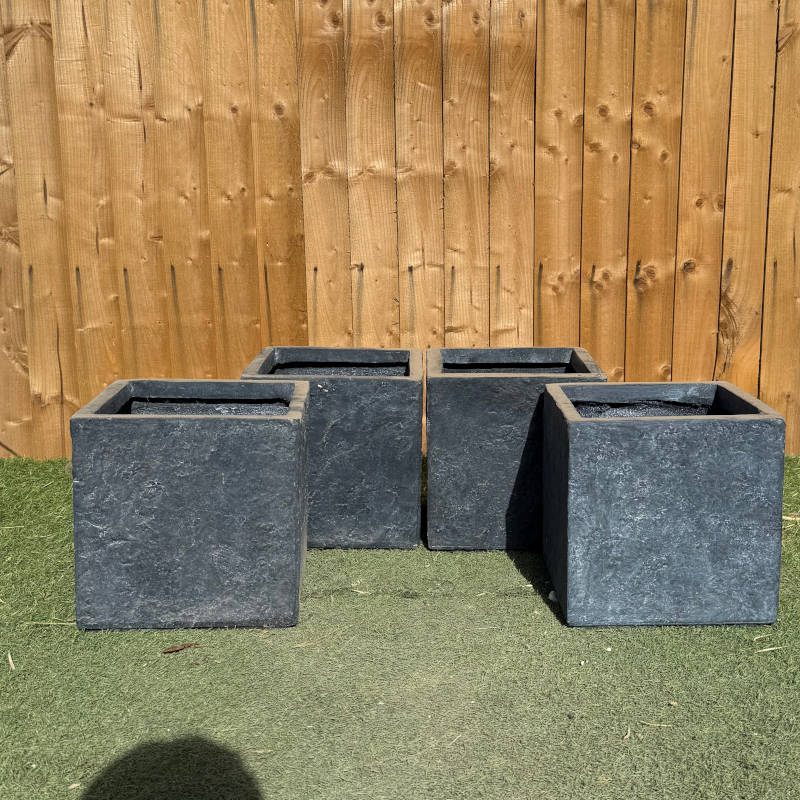 Fibre Clay Textured Black Short Cube Small x4